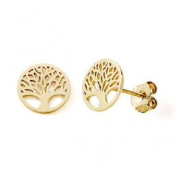 Les Boucles d'oreilles or jaune 375/1000, arbre de vie by Stauffer