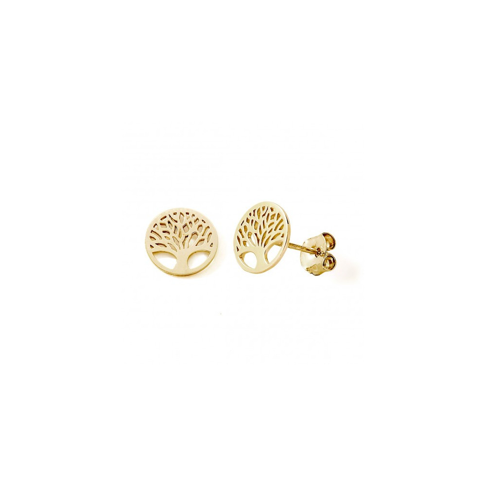 Les Boucles d'oreilles or jaune 375/1000, arbre de vie by Stauffer