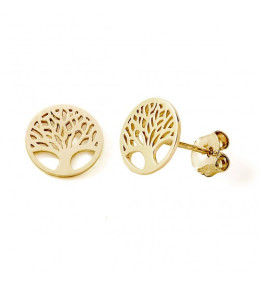 Les Boucles d'oreilles or jaune 375/1000, arbre de vie by Stauffer