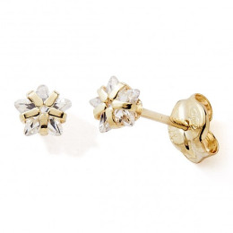 Les Boucles d'oreilles or jaune 375/1000, étoile et oxydes de zirconium by Stauffer