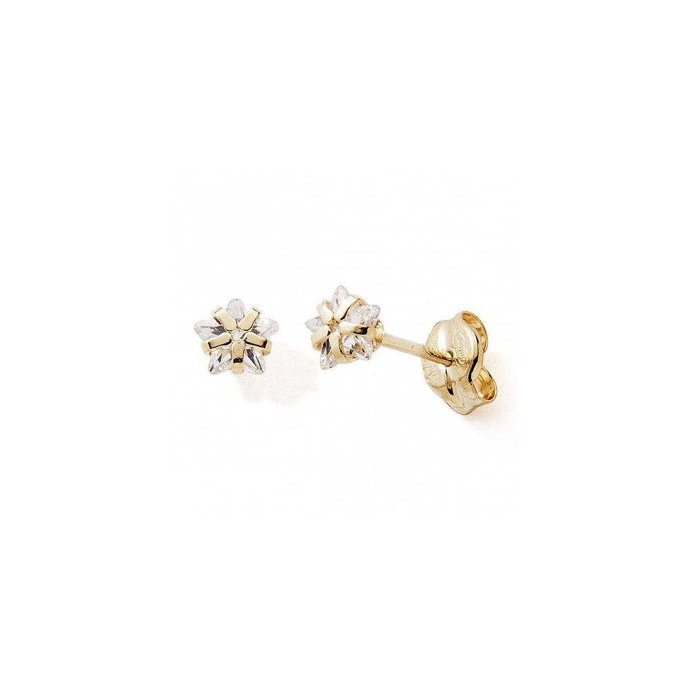 Les Boucles d'oreilles or jaune 375/1000, étoile et oxydes de zirconium by Stauffer