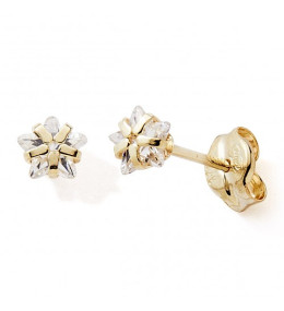 Les Boucles d'oreilles or jaune 375/1000, étoile et oxydes de zirconium by Stauffer