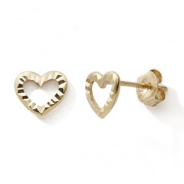 Les Boucles d'oreilles or jaune 375/1000, coeur ajouré, by Stauffer