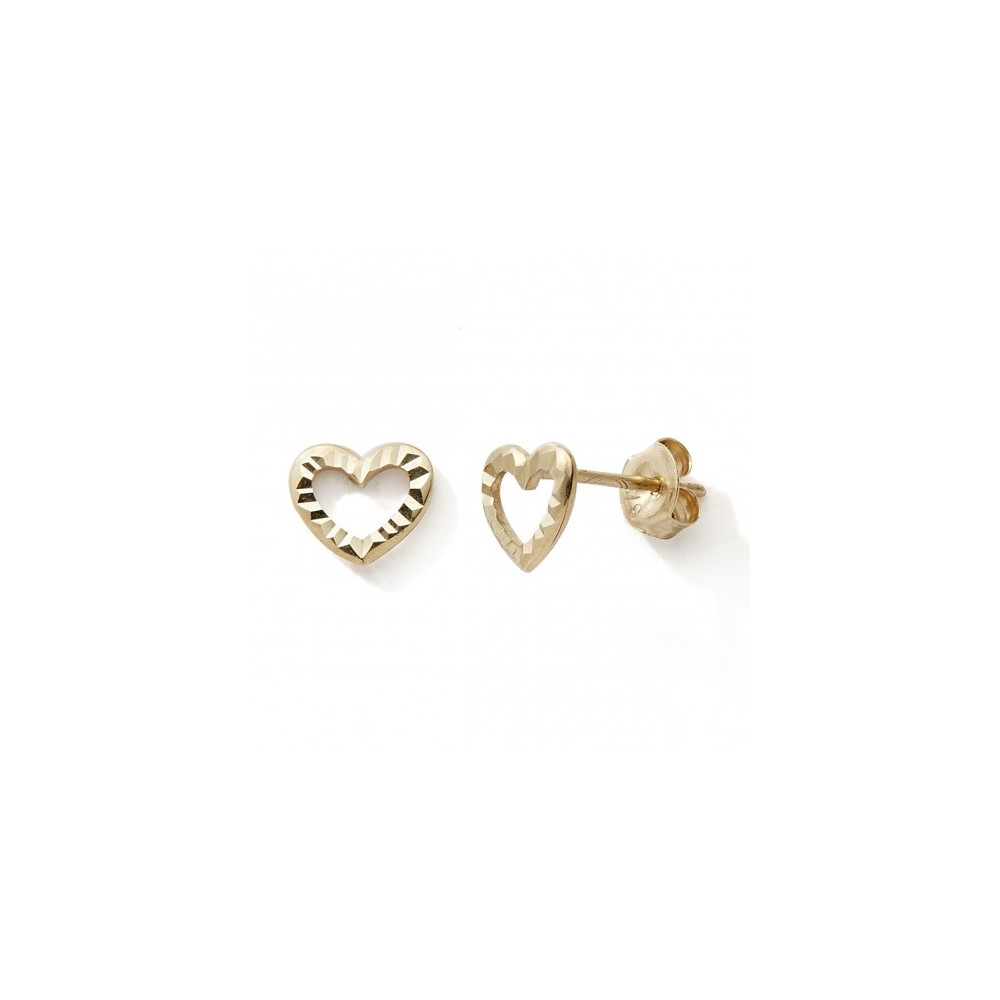 Les Boucles d'oreilles or jaune 375/1000, coeur ajouré, by Stauffer