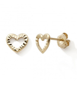 Les Boucles d'oreilles or jaune 375/1000, coeur ajouré, by Stauffer