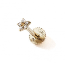 Piercing hélix or jaune 375/1000, fleur et oxydes de zirconium by Stauffer