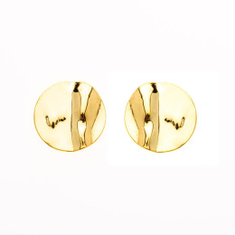 Les Boucles d'oreilles, or jaune 375/1000, motif rond froissé, by Stauffer