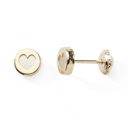 Les Boucles d'oreilles or jaune 375/1000, coeurs et nacre blanche, by Stauffer