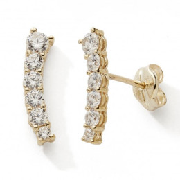 Les Boucles d'oreilles or jaune 375/1000, barrettes et oxydes de zirconium, by Stauffer