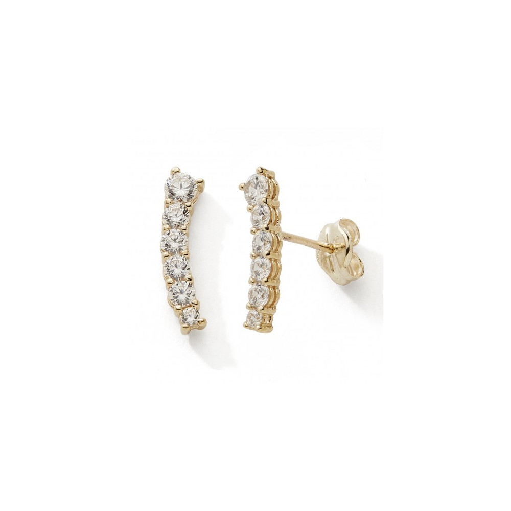 Les Boucles d'oreilles or jaune 375/1000, barrettes et oxydes de zirconium, by Stauffer
