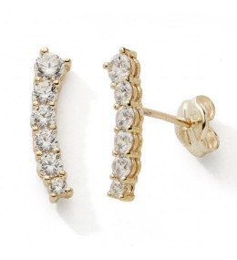 Les Boucles d'oreilles or jaune 375/1000, barrettes et oxydes de zirconium, by Stauffer