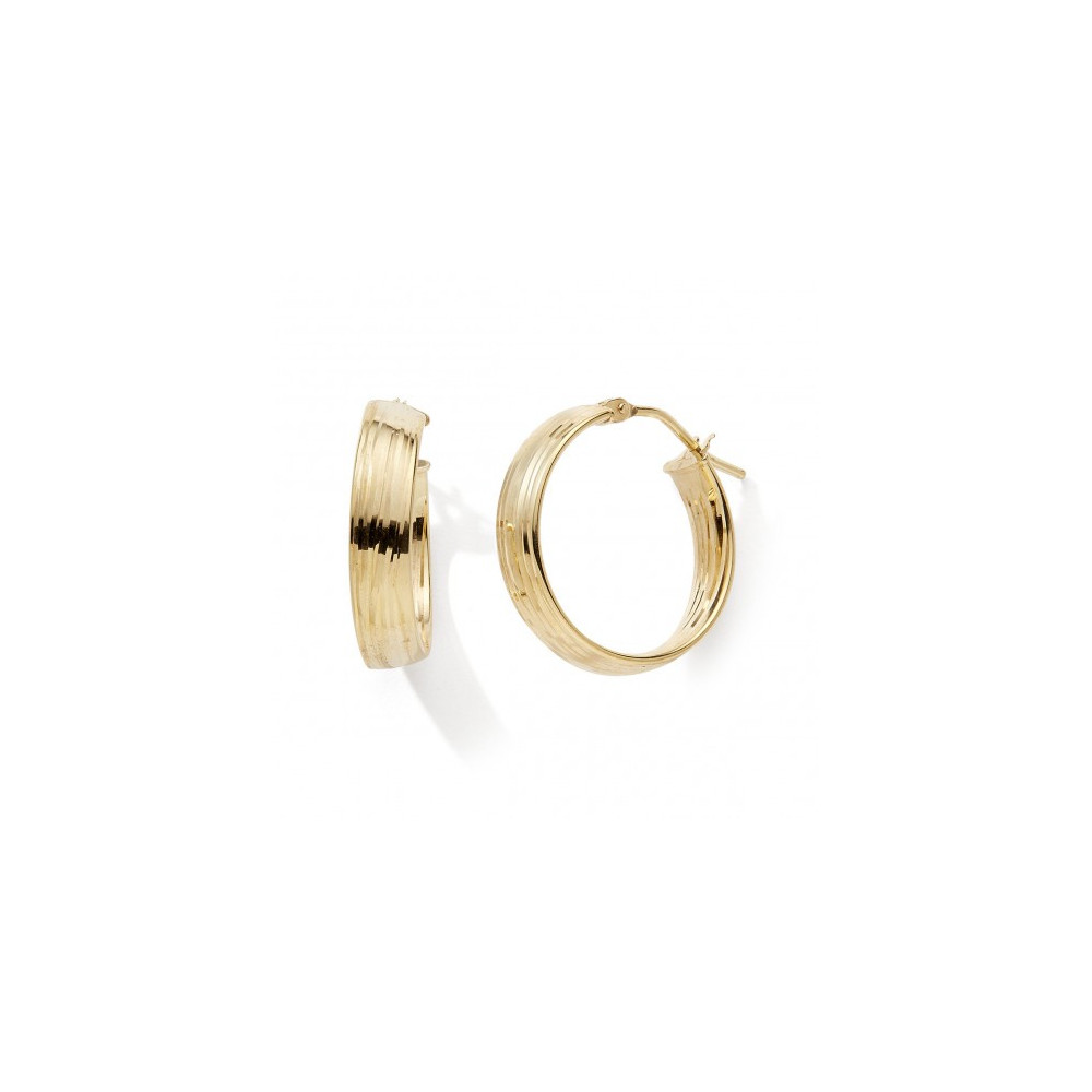 Les Boucles d'oreilles créoles or jaune 375/1000, rainurée by Stauffer