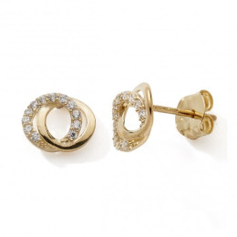 Les Boucles d'oreilles or jaune 375/1000, 2 cercles et oxydes de zirconium by Stauffer