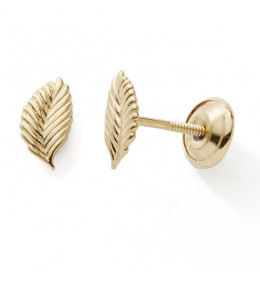 Les Boucles d'oreilles or jaune 375/1000, feuilles, by Stauffer