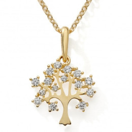 Le Collier or jaune 375/1000, arbre de vie et oxydes de zirconium, by Stauffer