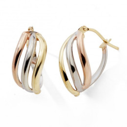 Les Boucles d'oreilles créoles, or jaune, or rose et or blanc 375/1000,  by Stauffer