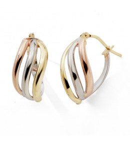 Les Boucles d'oreilles créoles, or jaune, or rose et or blanc 375/1000,  by Stauffer