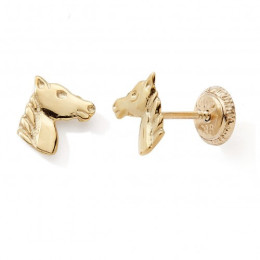 Les Boucles d'oreilles or jaune 375/1000, tête de cheval by Stauffer