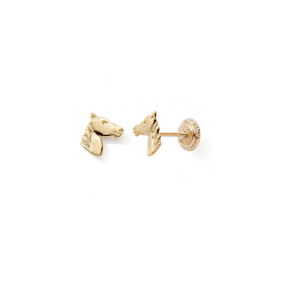 Les Boucles d'oreilles or jaune 375/1000, tête de cheval by Stauffer