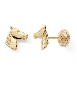 Les Boucles d'oreilles or jaune 375/1000, tête de cheval by Stauffer