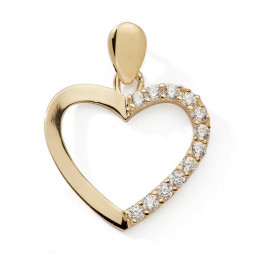 Le Pendentif or jaune 375/1000, coeur et oxydes de zirconium, by Stauffer