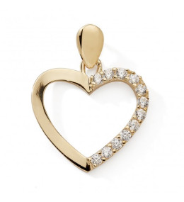 Le Pendentif or jaune 375/1000, coeur et oxydes de zirconium, by Stauffer