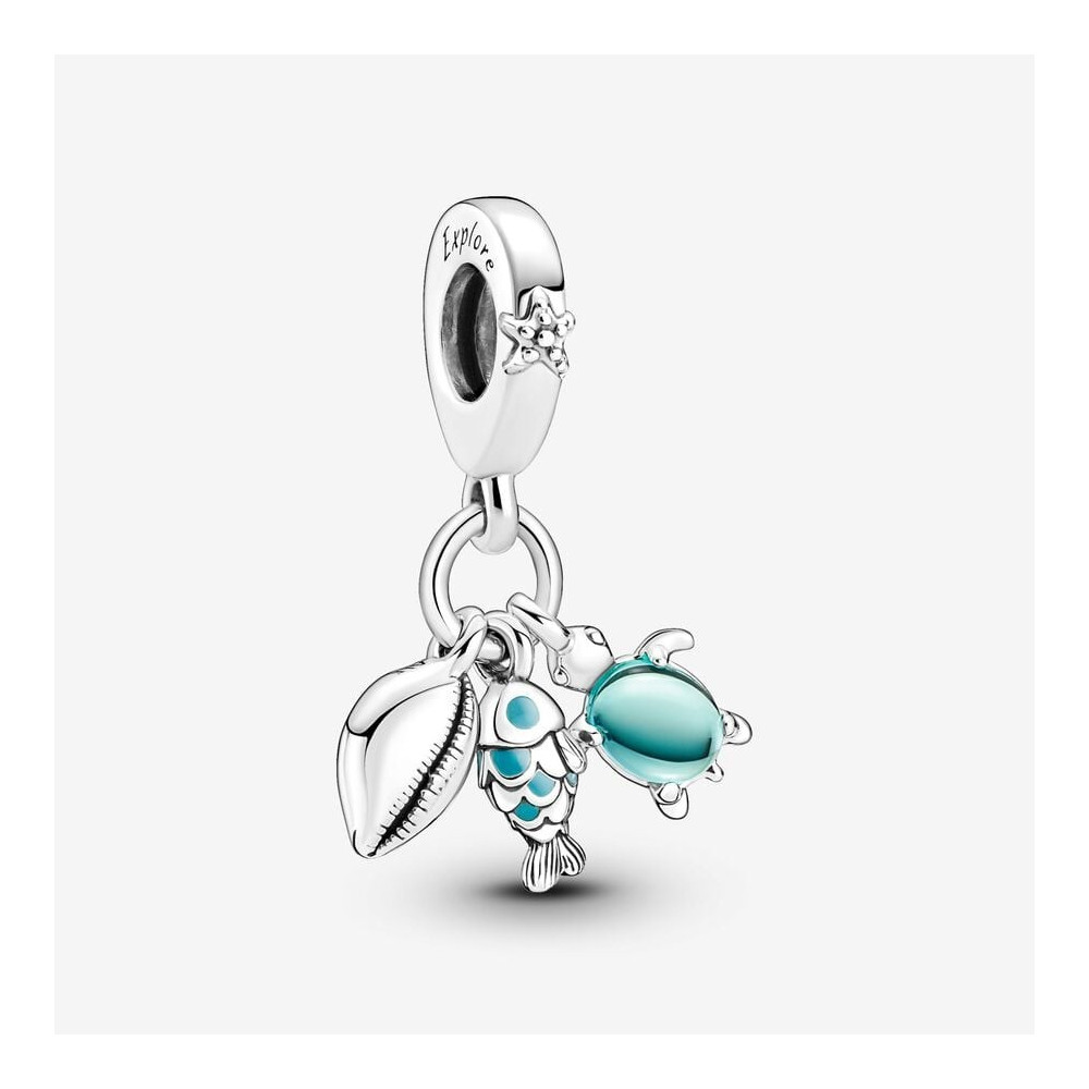 Le Charm pendentif, Pandora moments, poisson, tortue de mer et coquillage, en argent 925/1000 791697C01.