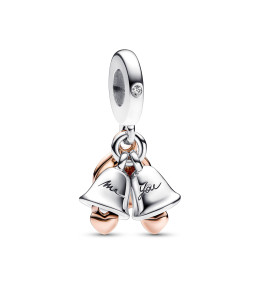 Le Charm Pandora pendentif,  Cloche de mariage Bicolore, Argent 925/1000 et doré or rose 585/1000, 782592C01