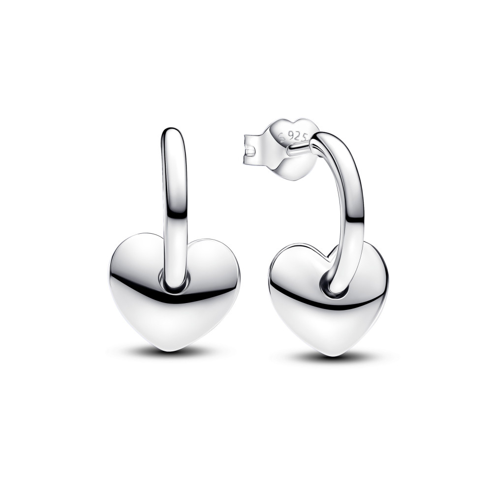 Les Boucles d'oreilles créoles Pandora ouverte coeurs, en argent 925/1000, 293460C00