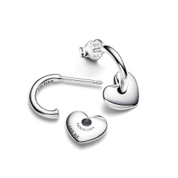 Les Boucles d'oreilles créoles Pandora ouverte coeurs, en argent 925/1000, 293460C00