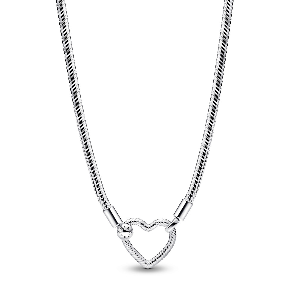 Le Collier Pandora, maille serpent fermoir coeur en argent 925/1000, 393377C00-45
