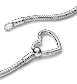 Le Collier Pandora, maille serpent fermoir coeur en argent 925/1000, 393377C00-45