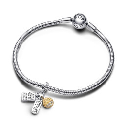 Le Charm pendentif Pandora moments, triple amitié en métal doré or jaune 585/1000 et argent 925/1000, 763436C01