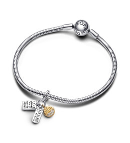Le Charm pendentif Pandora moments, triple amitié en métal doré or jaune 585/1000 et argent 925/1000, 763436C01