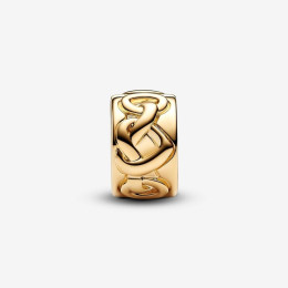 Le Charm clip Pandora moments, coeurs noués en métal doré or jaune 585/1000, 768035C00