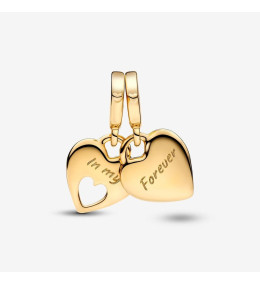 Le Charm pendentif Pandora moments, coeur séparable et double en métal doré or jaune 585/1000, 769187C01