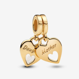 Le Charm pendentif Pandora moments, coeur séparable et double en métal doré or jaune 585/1000, 769187C01