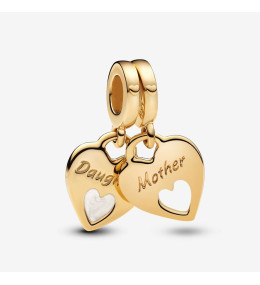 Le Charm pendentif Pandora moments, coeur séparable et double en métal doré or jaune 585/1000, 769187C01
