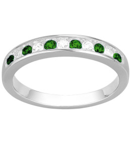 Alliance argent 925/1000, spinelles vertes et oxydes de zirconium by Stauffer Ref. 70100920