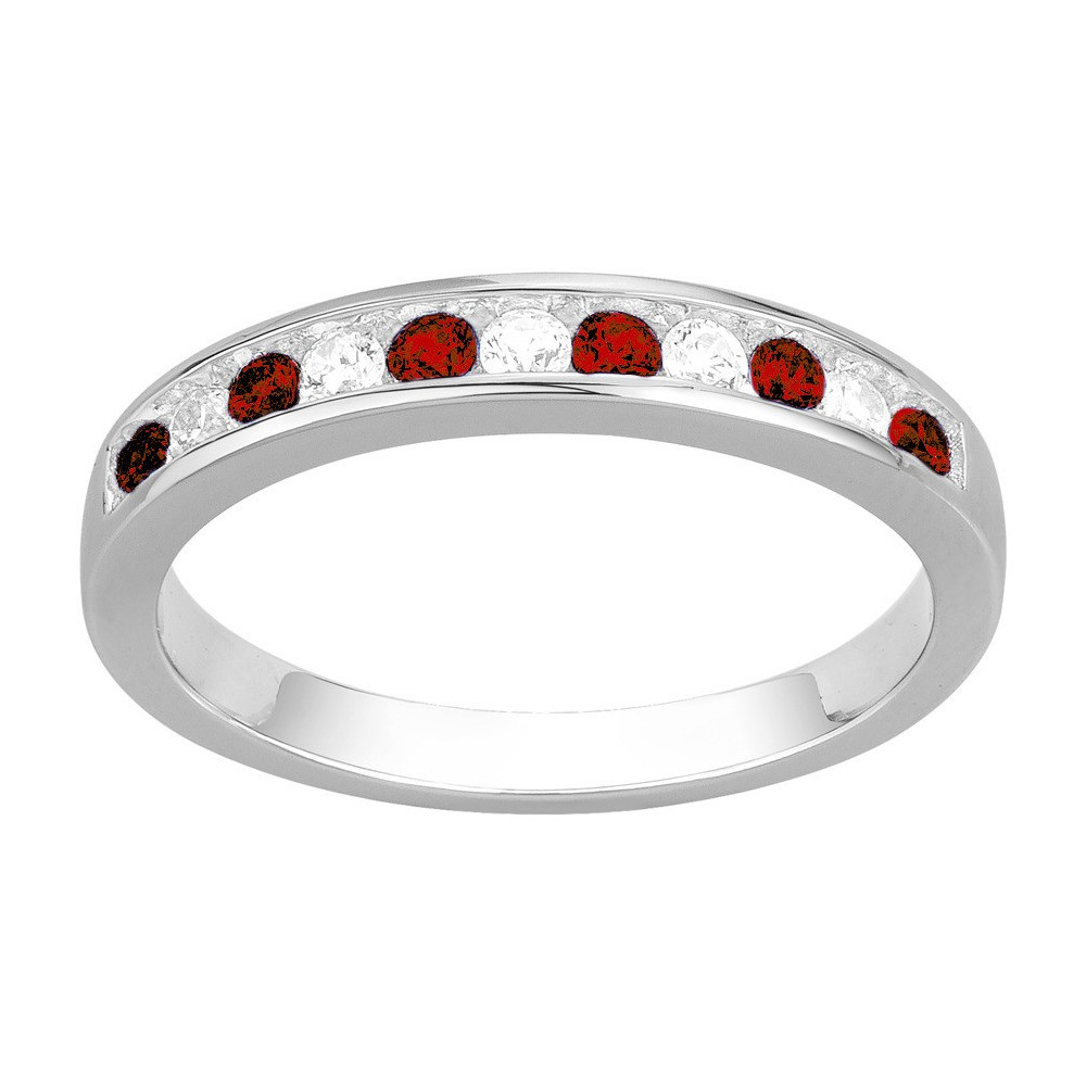 Alliance argent 925/1000, spinelles rouges et oxydes de zirconium by Stauffer Ref. 70100914 Alliance argent 925/1000, spinelles rouges et oxydes de zirconium by Stauffer Ref. 70100914