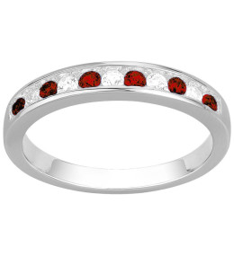 Alliance argent 925/1000, spinelles rouges et oxydes de zirconium by Stauffer Ref. 70100914