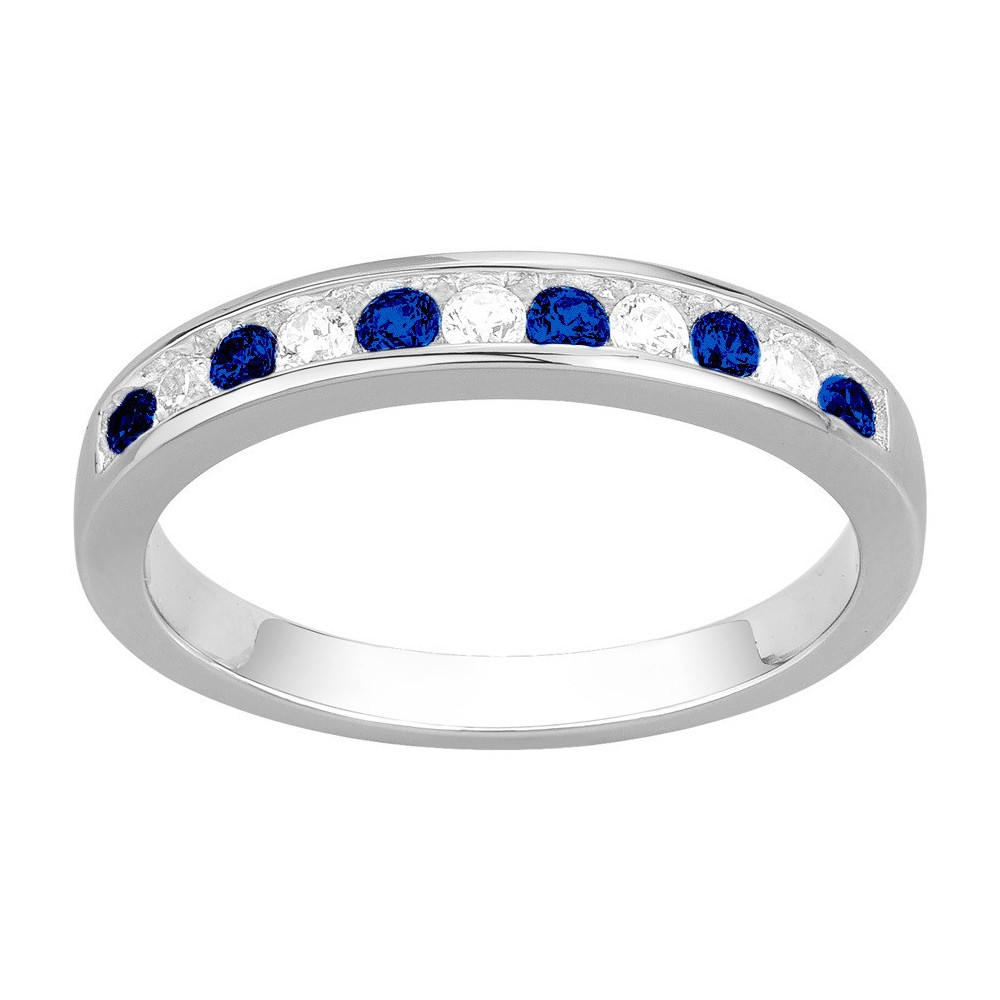 Alliance argent 925/1000, spinelles bleues et oxydes zirconium by Stauffer Ref. 70100913 Alliance argent 925/1000, spinelles bleues et oxydes zirconium by Stauffer Ref. 70100913