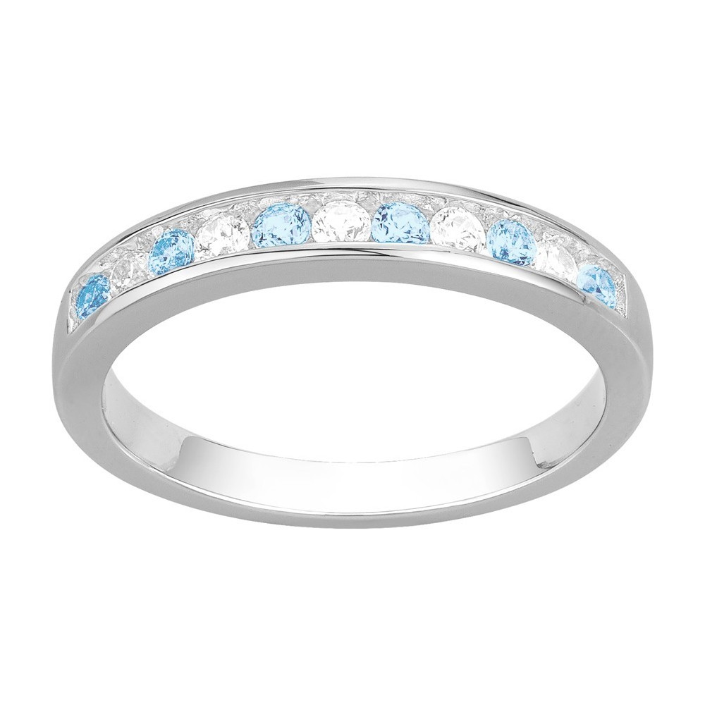 Alliance argent 925/1000, spinelles bleues et oxyde zirconium by Stauffer Ref. 70100863 Alliance argent 925/1000, spinelles bleues et oxyde zirconium by Stauffer Ref. 70100863