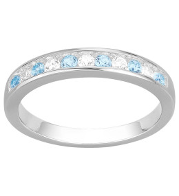 Alliance argent 925/1000, spinelles bleues et oxyde zirconium by Stauffer Ref. 70100863