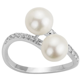 Bague argent 925/1000, perles de culture et oxydes de zirconium by Stauffer Ref. 70100876
