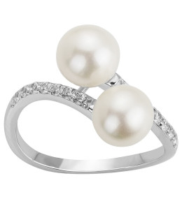 Bague argent 925/1000, perles de culture et oxydes de zirconium by Stauffer Ref. 70100876