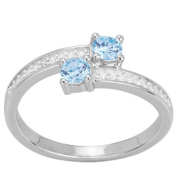 Bague argent 925/1000, spinelles bleues topazes et oxydes de zirconium by Stauffer Ref. 70100868