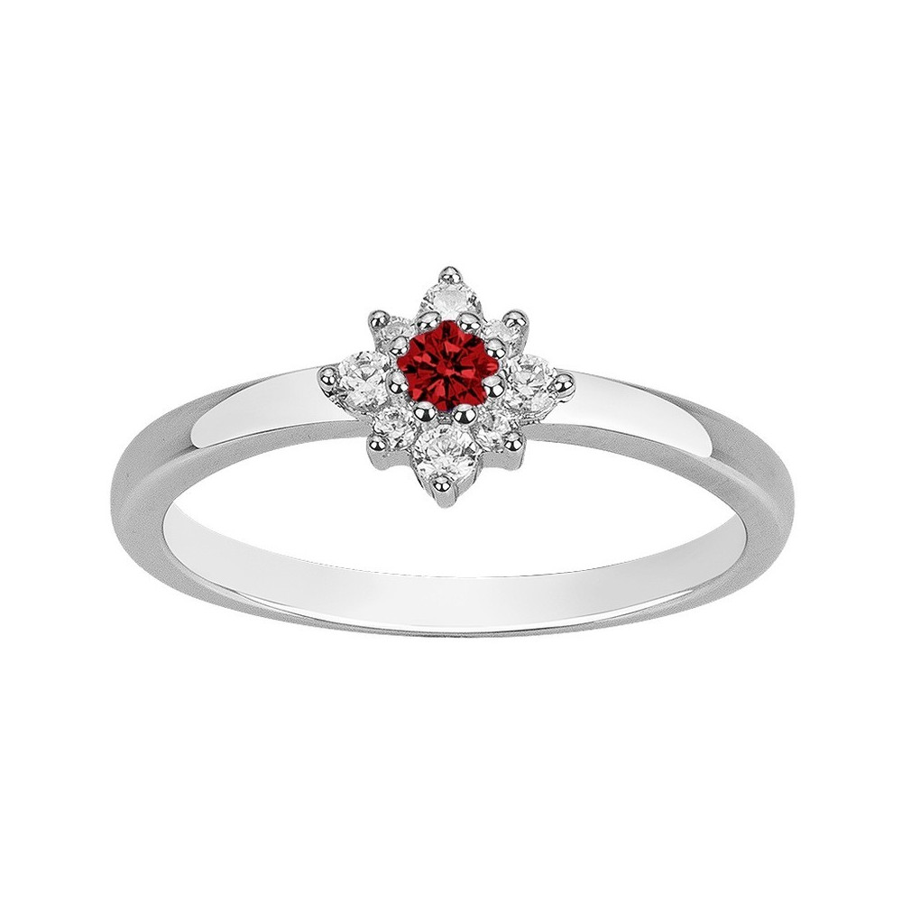 Bague argent 925/1000, spinelle rouge et oxydes de zirconium by Stauffer Ref. 70100867