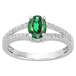 Bague Argent 925/1000, spinelle verte et oxydes de zirconium by Stauffer