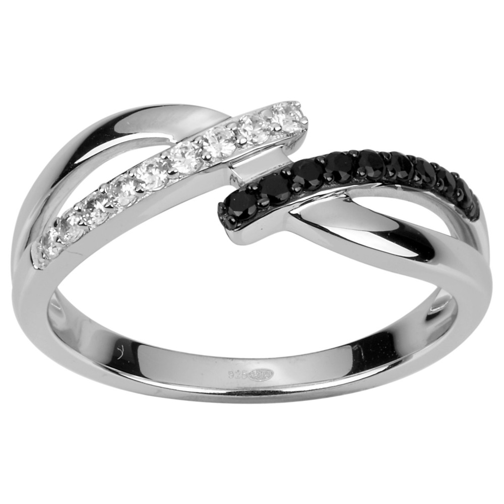 Bague Argent 925/1000, oxydes noirs et blancs by Stauffer Ref. 70100355